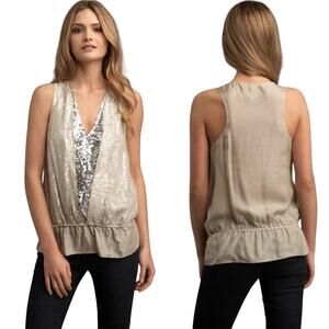 Robbi & Nikki Womens silk tank with silver sequin liner small